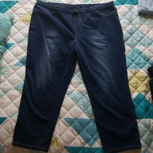 Spandex stretch crop jeans.